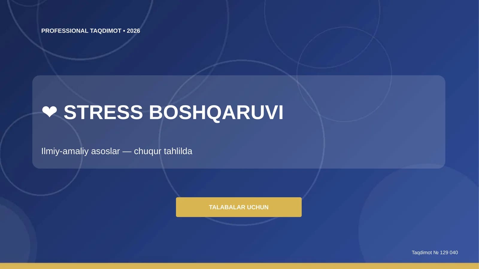STRESS BOSHQARUVI: Ilmiy-amaliy asoslar (chuqur tahlilda)