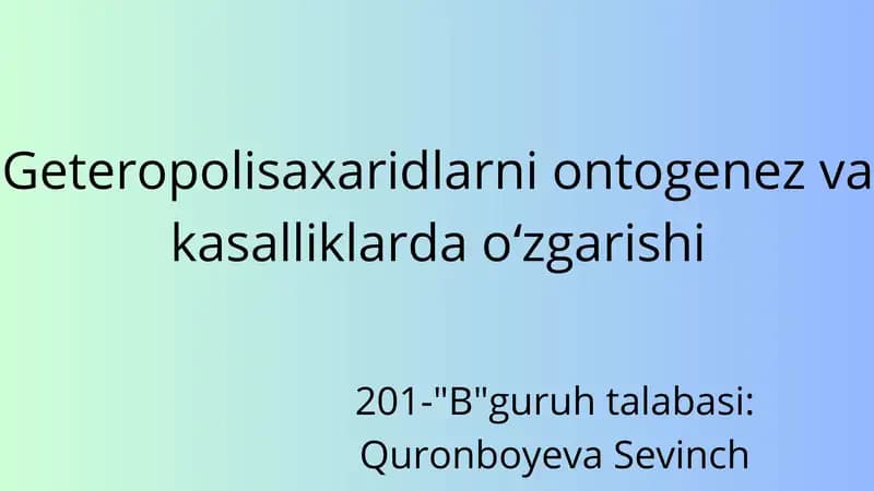 Geteropolisaxaridlar ontogenezi