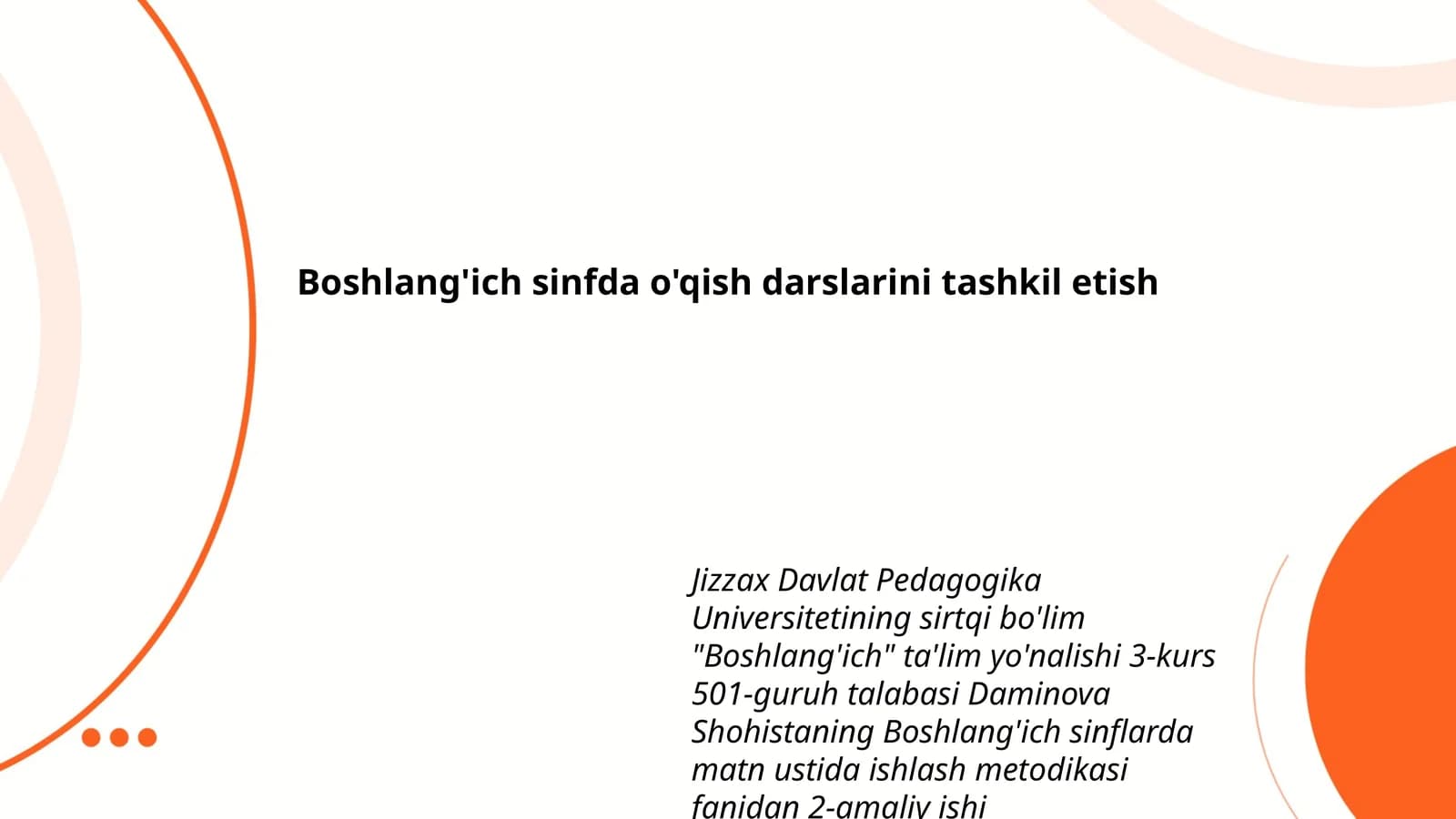 Boshlang'ich sinflarda matn ustida ishlash metodikasi