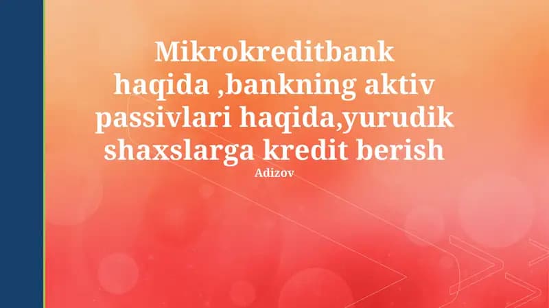 Mikrokreditbank haqida umumiy ma'lumot