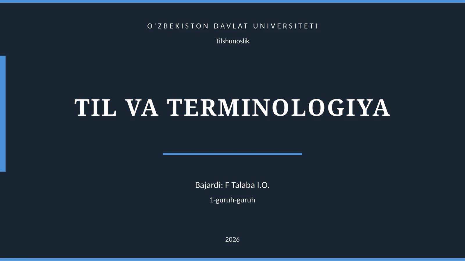 TIL VA TERMINOLOGIYA