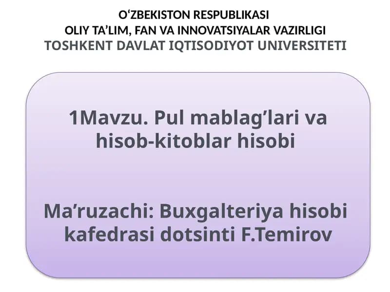 Pulmablag‘lar va hisob-kitoblar