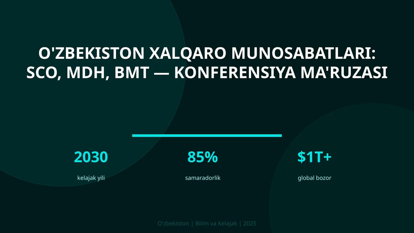 O'zbekiston xalqaro munosabatlari: SCO, MDH, BMT — konferensiya ma'ruzasi