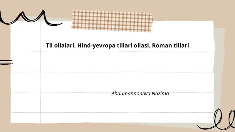 Til oilalari. Hind-yevropa tillari oilasi. Roman tillari