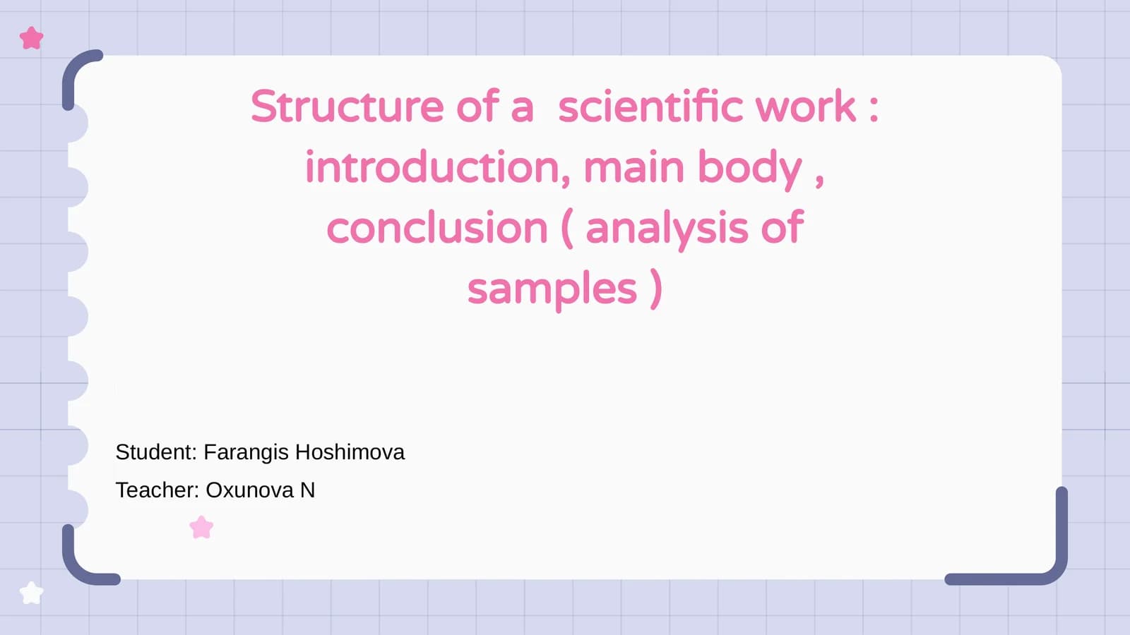 Structure of a scientific work