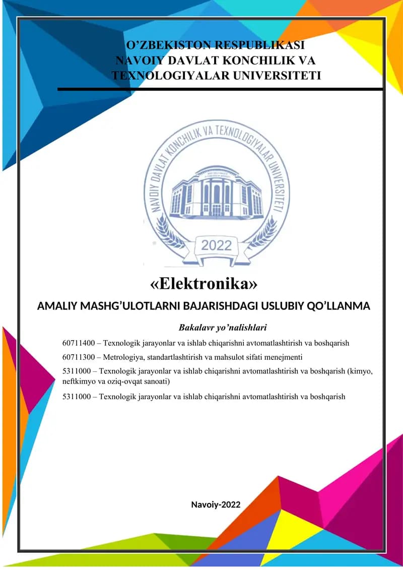 AMALIY MASHG’ULOTLARNI BAJARISHDAGI USLUBIY QO’LLANMA