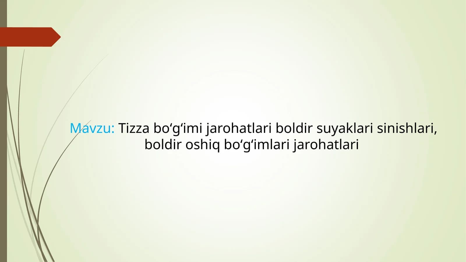 Tizza boʻgʻimi jarohatlari boldir suyaklari sinishlari, boldir oshiq boʻgʻimlari jarohatlari