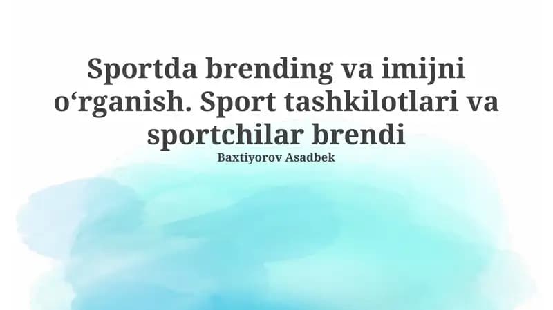 Sport tashkilotlari va sportchilar brendingi