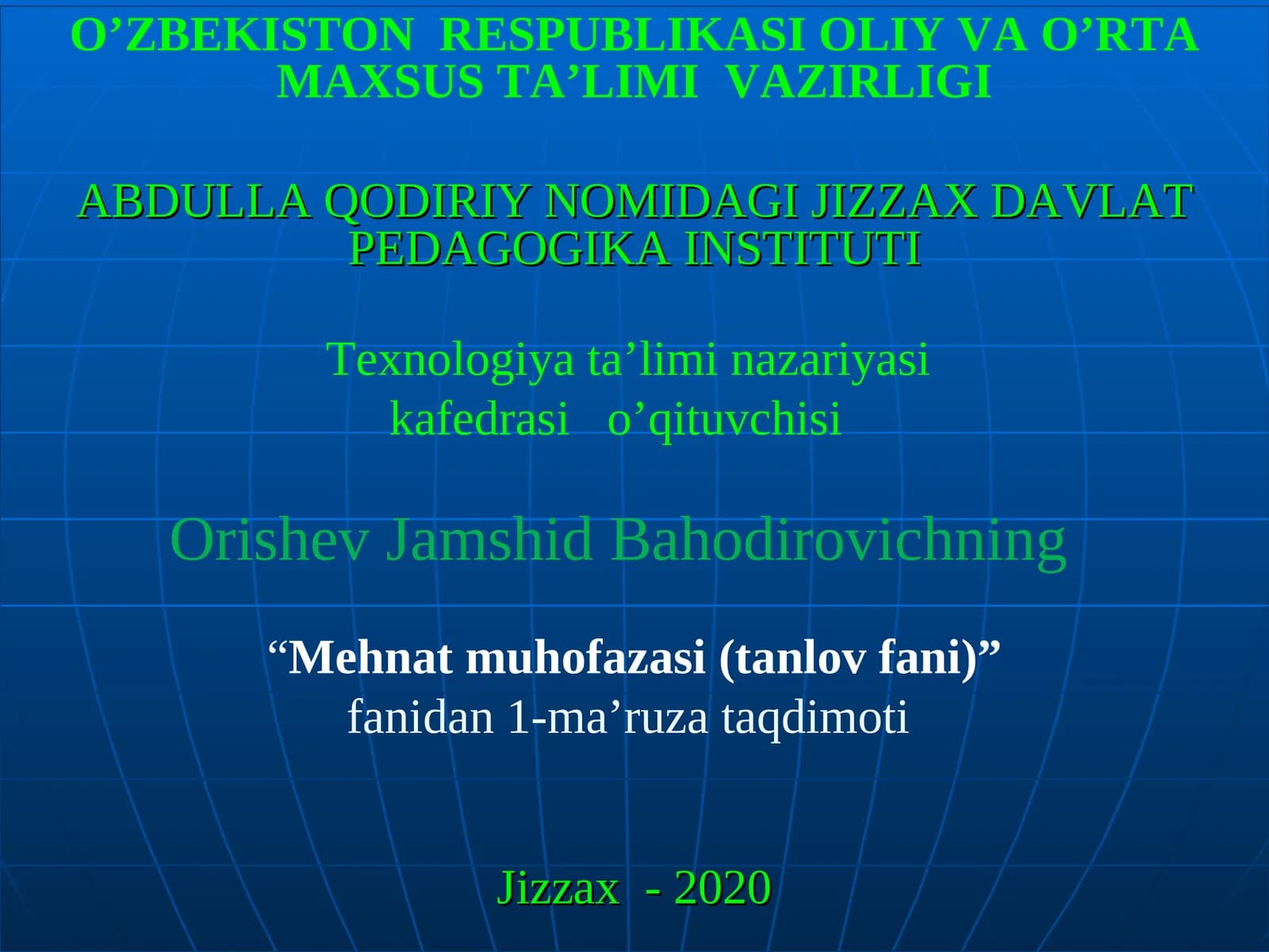 Mehnat muhofazasi (tanlov fani)
