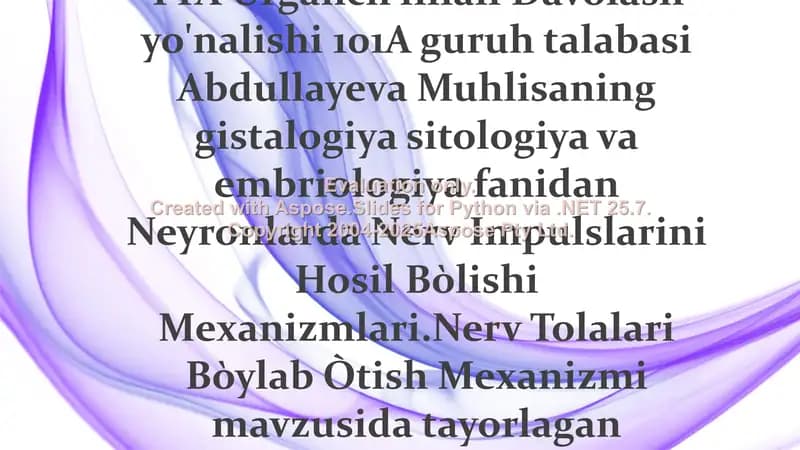 Neyronlarda Nerv Impulslarini Hosil Bòlishi Mexanizmlari