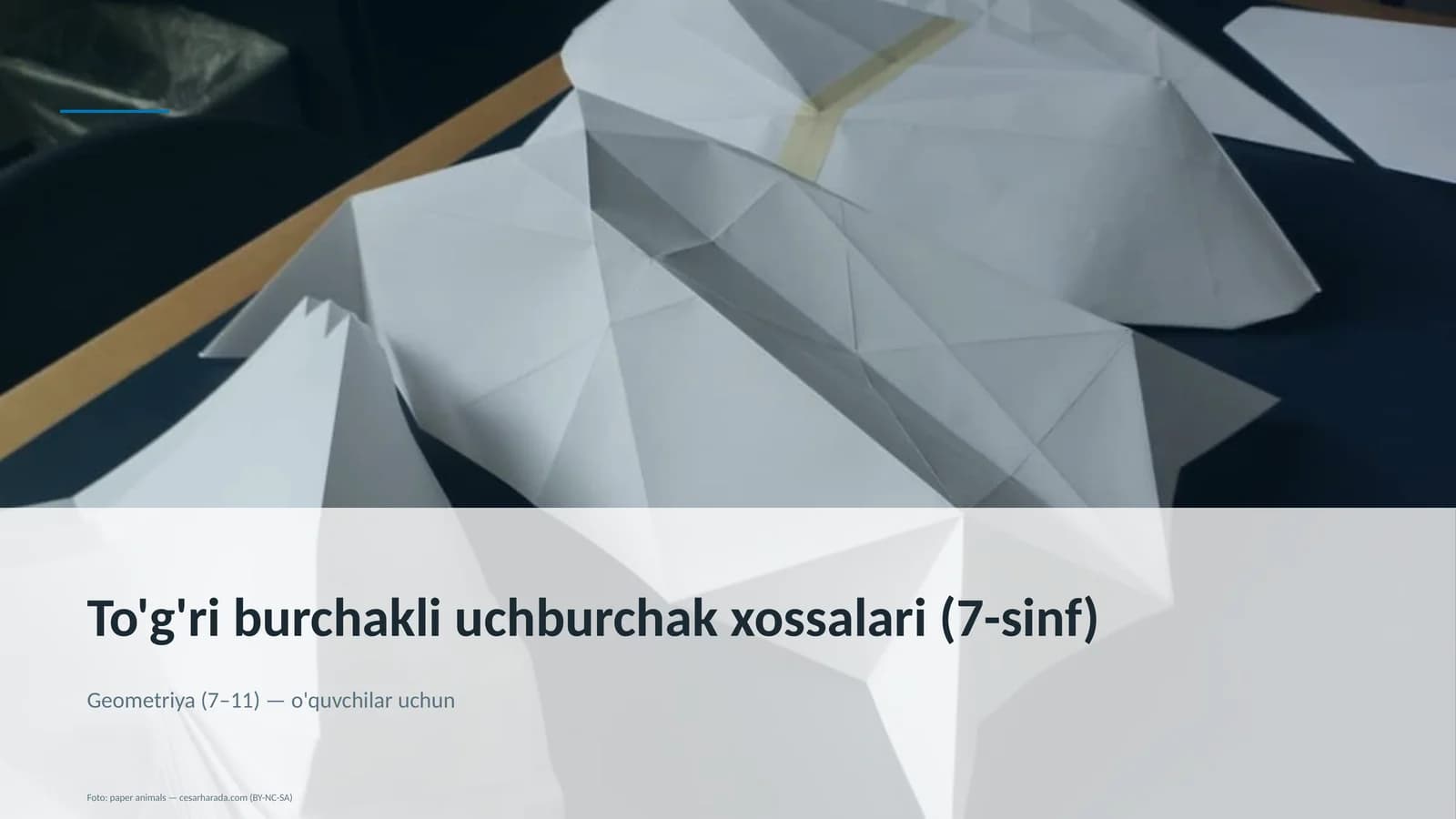 To'g'ri burchakli uchburchak xossalari (7-sinf)