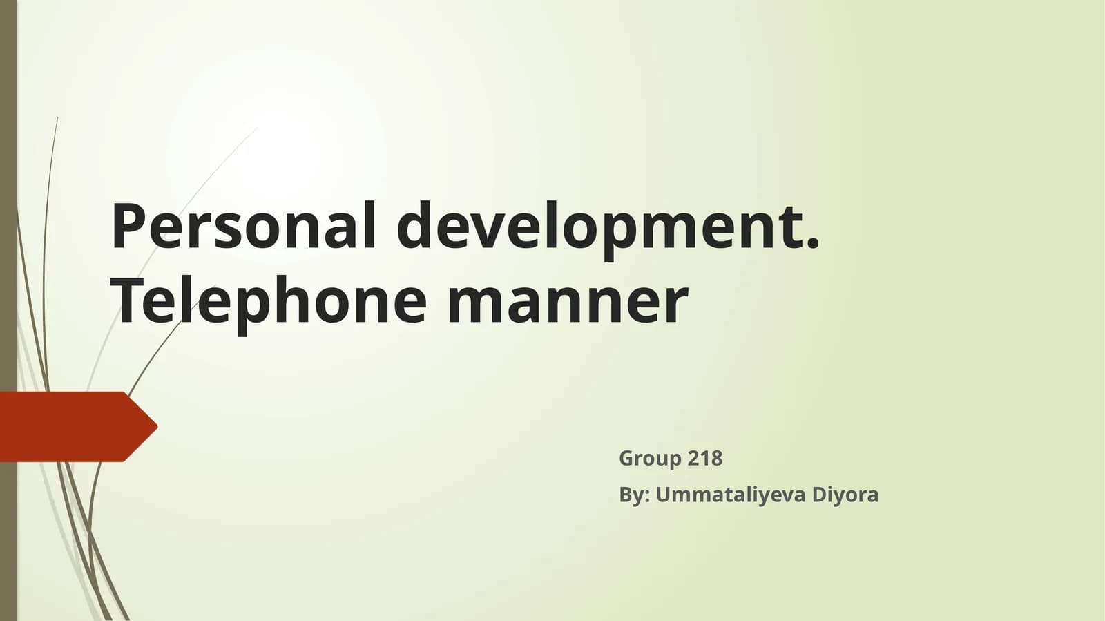Personal development. Telephone manner