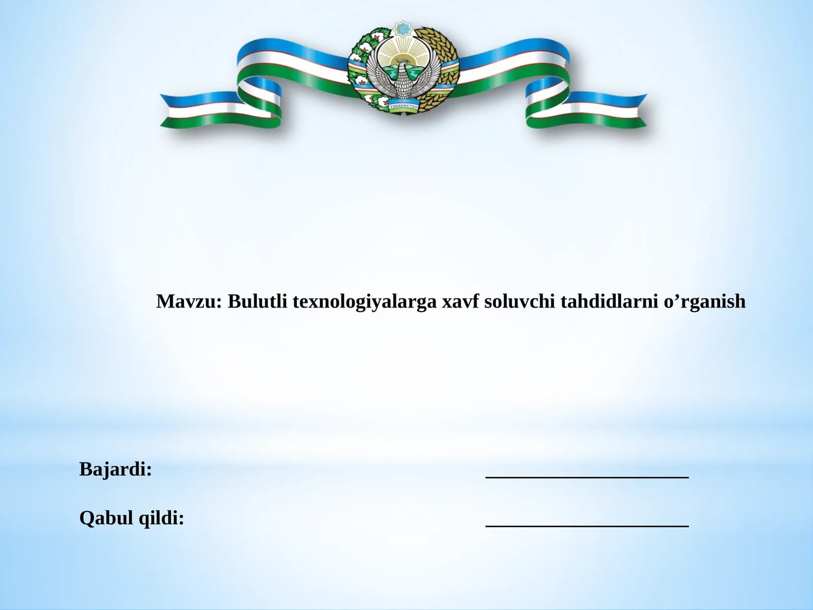 Bulutlitexnologiyalargaxavfsoluvchitahdidlarnio’rganish