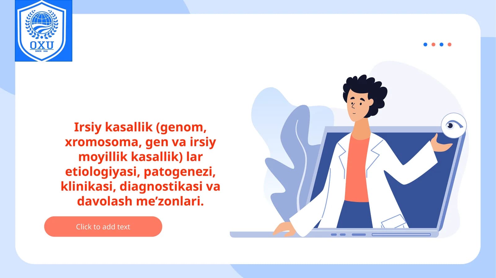 Irsiy kasalliklar etiologiyasi, patogenezi, klinikasi, diagnostikasi va davolash