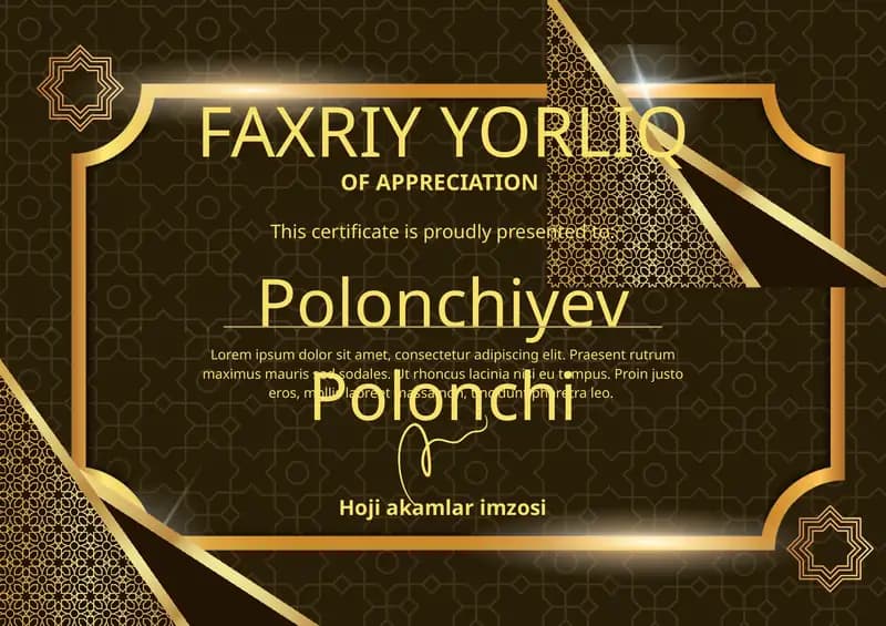 Faxriy yorliq shablon PowerPoint