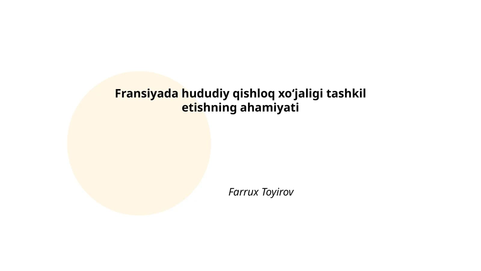 Fransiyada hududiy qishloq xoʻjaligi tashkil etishning ahamiyati