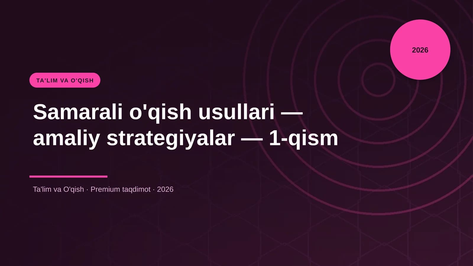 Samarali o'qish usullari — amaliy strategiyalar — 1-qism