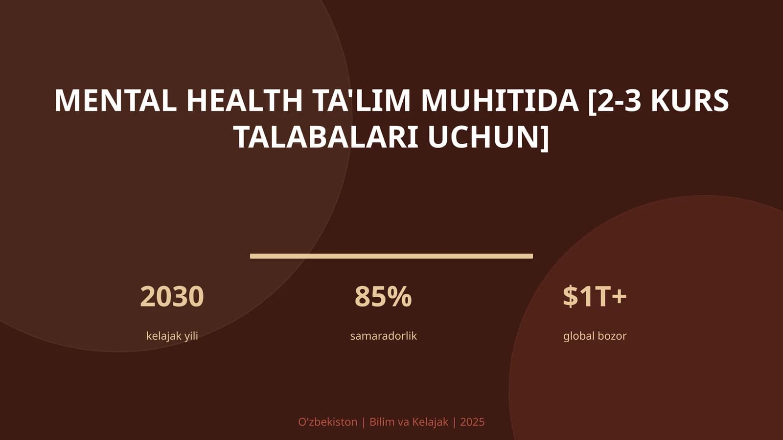 Mental health ta'lim muhitida [2-3 kurs talabalari uchun]