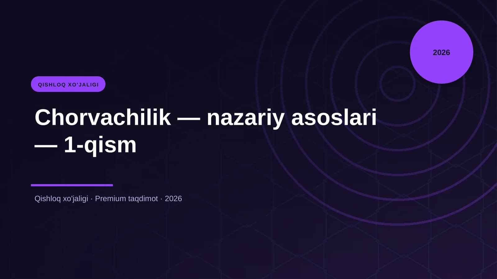 Chorvachilik — nazariy asoslari — 1-qism