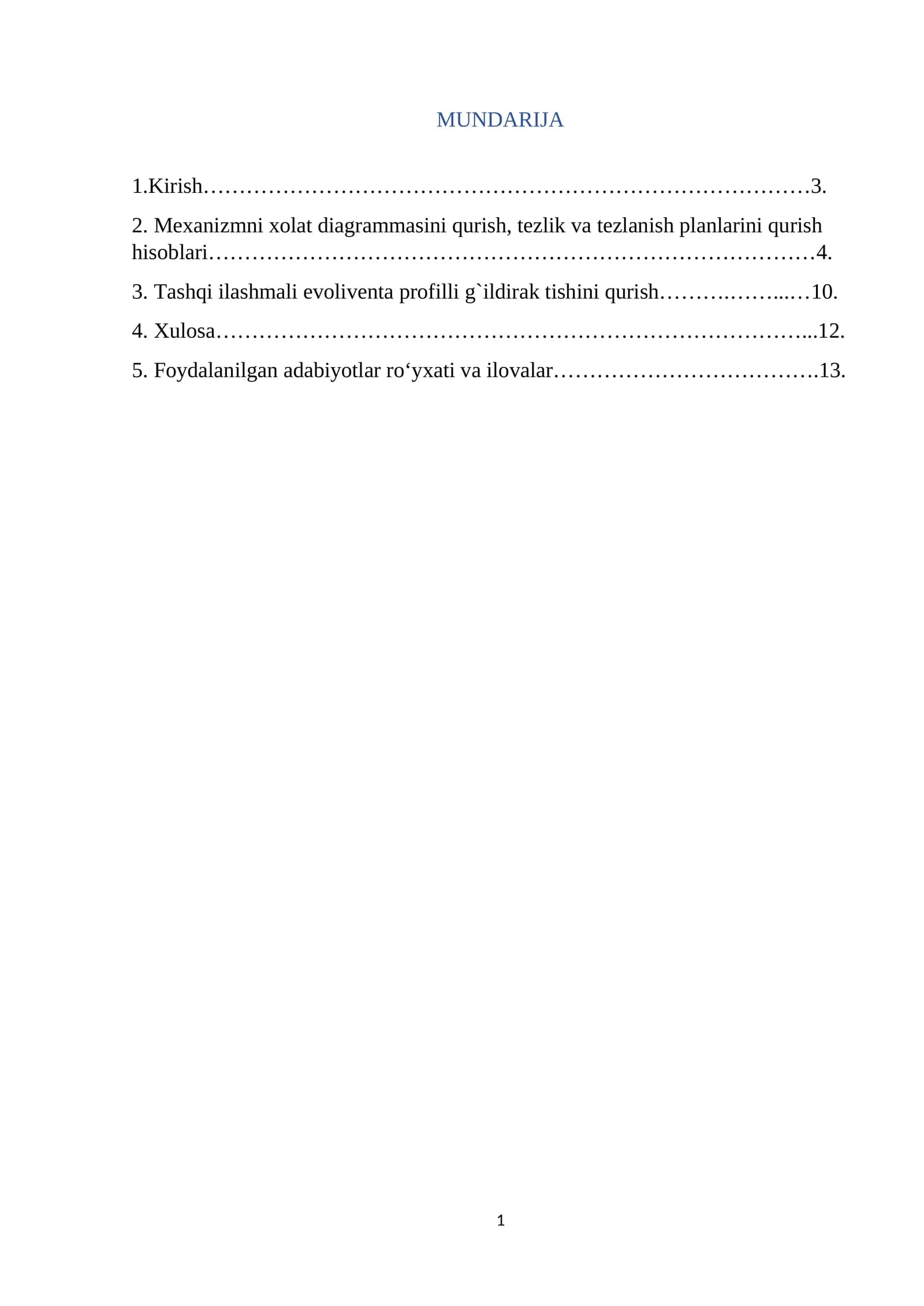 Mexanizmni xolat diagrammasini qurish