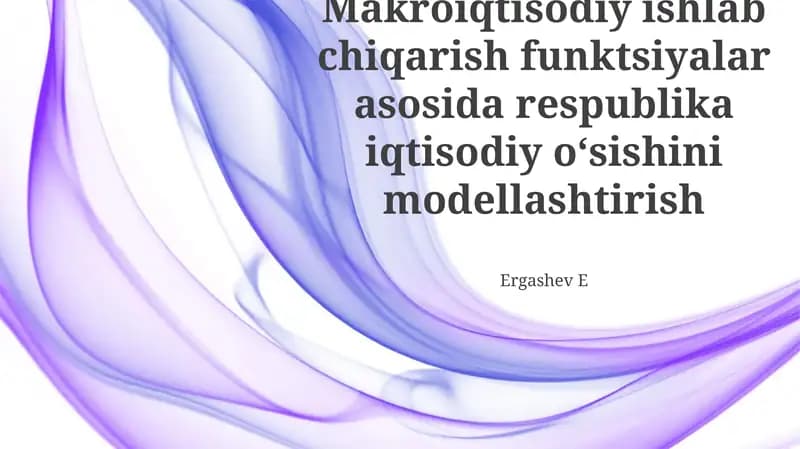 Respublika Iqtisodiy O'sishini Modellashtirish uchun Empirik Model va Ma'lumotlar