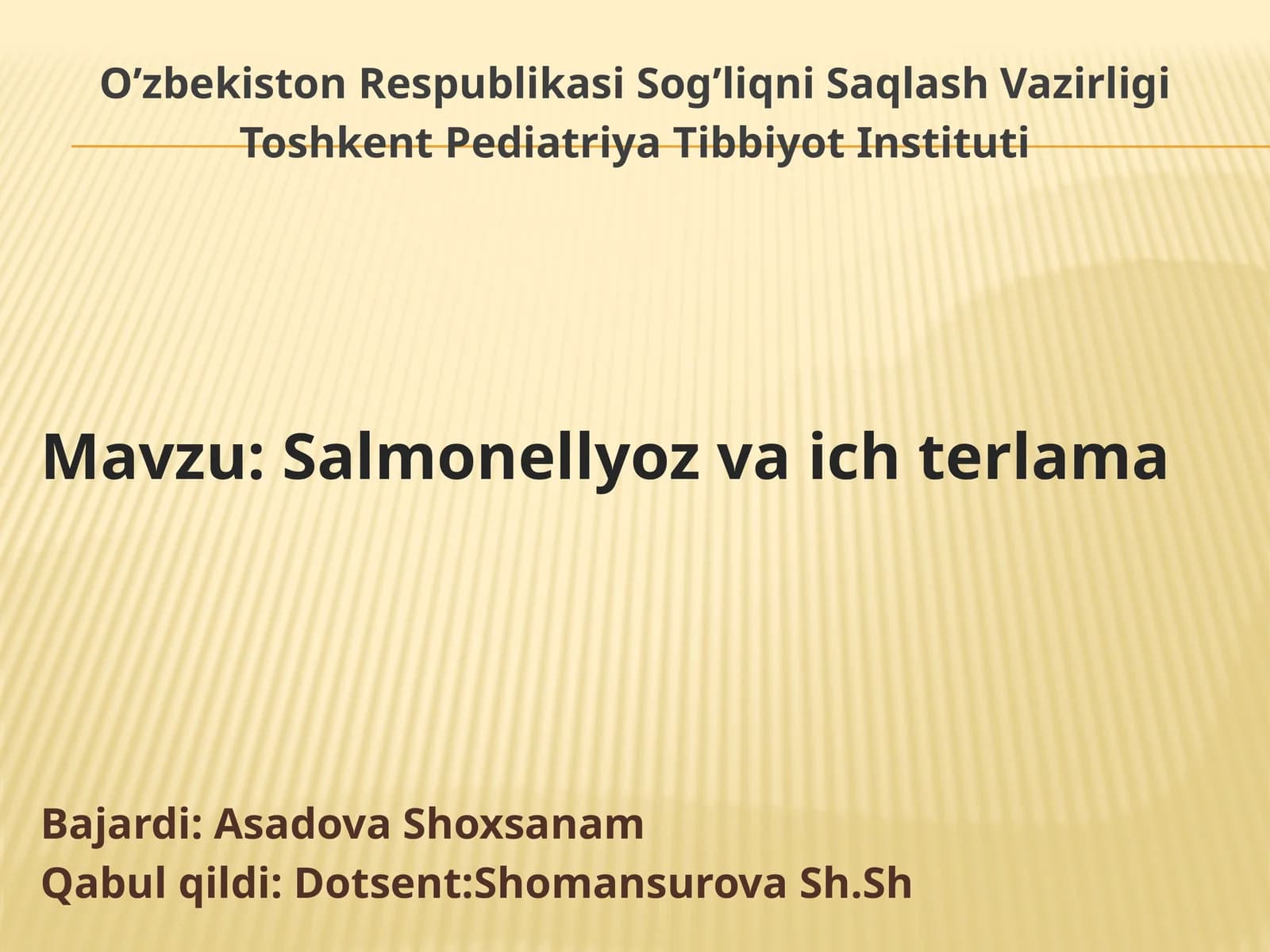 Salmonellyoz va ich terlama