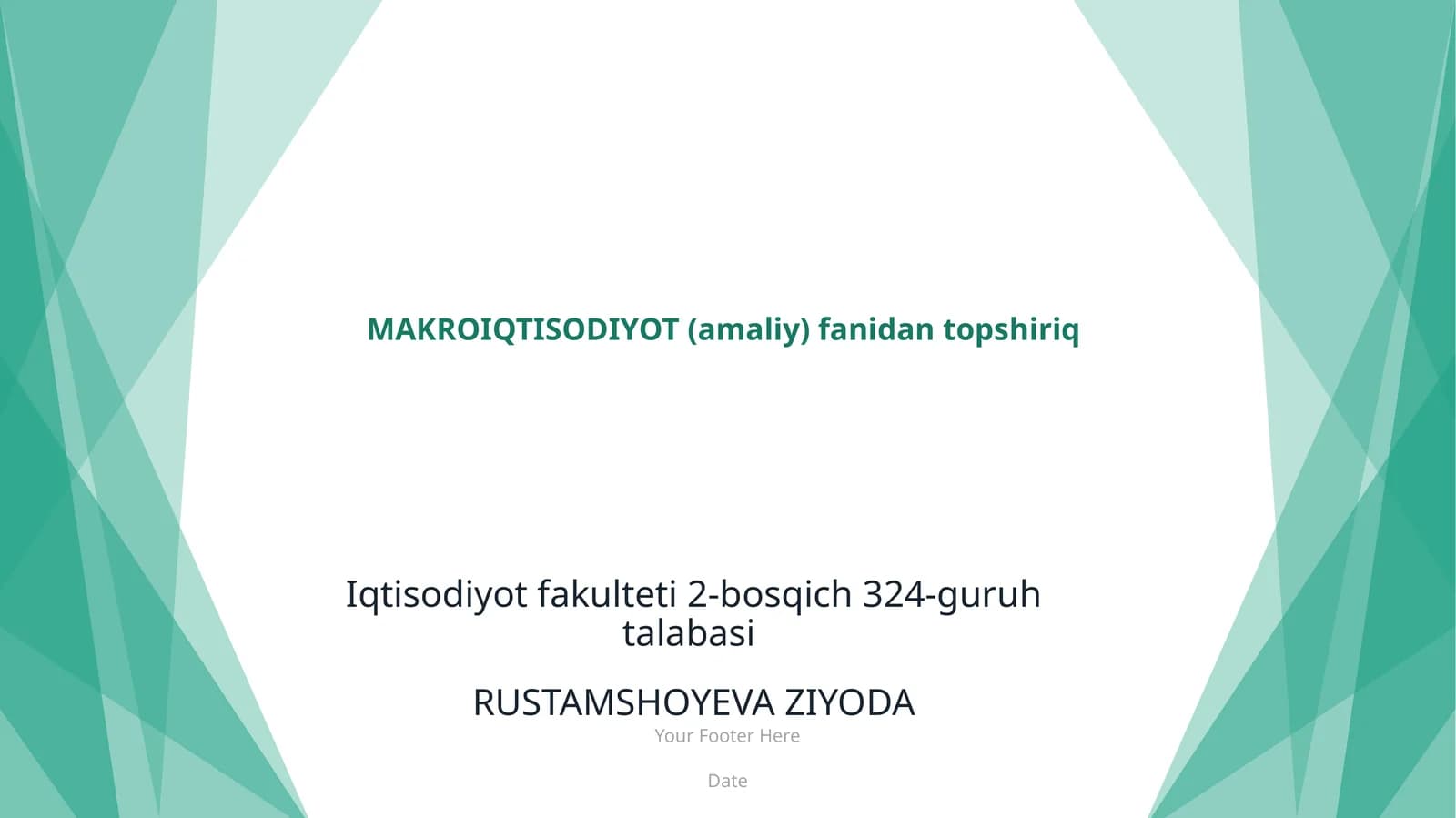 MAKROIQTISODIYOT (amaliy) fanidan topshiriq