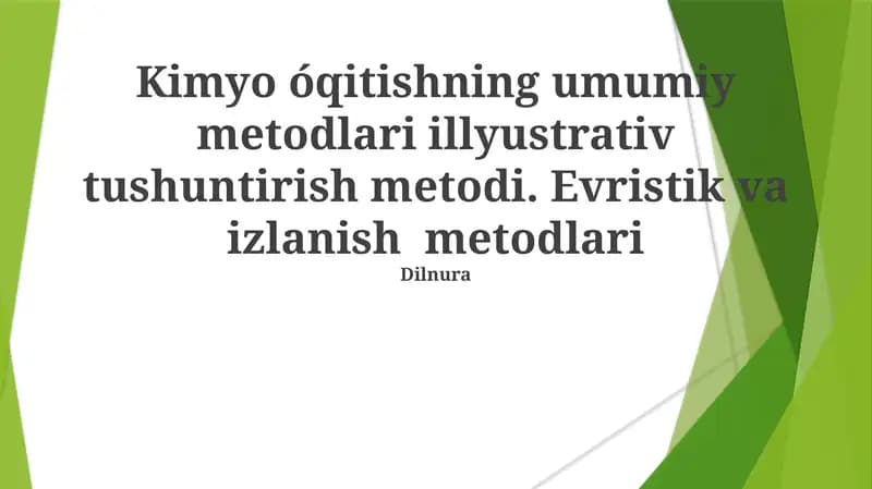 Kimyo ta'limiga evristik yondashuvlar