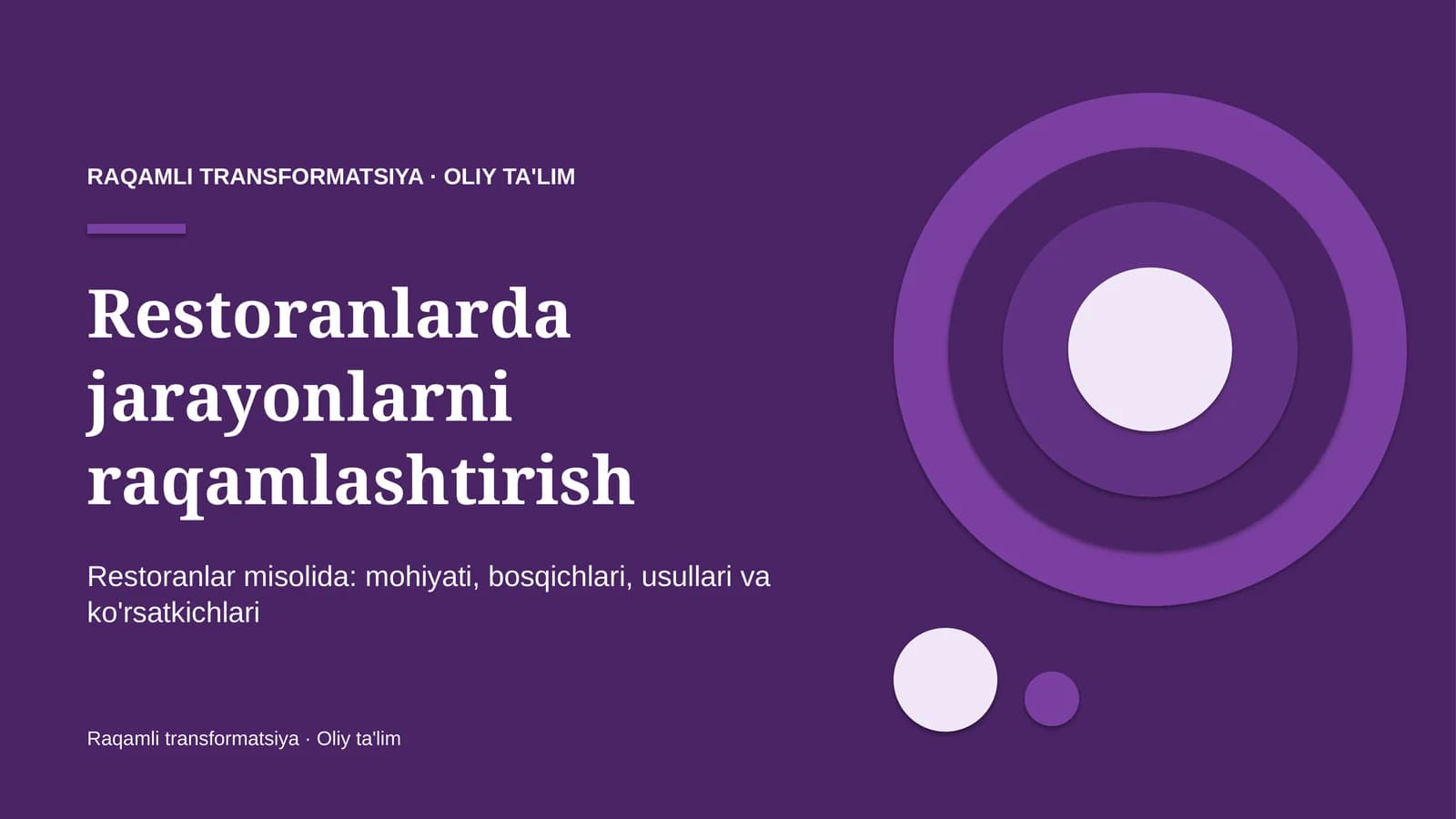 Restoranlarda jarayonlarni raqamlashtirish