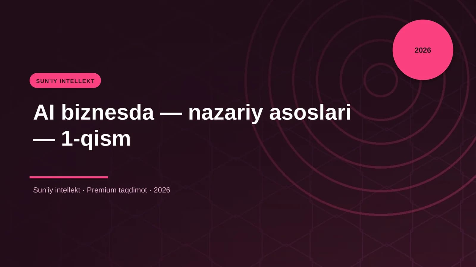 AI biznesda — nazariy asoslari — 1-qism