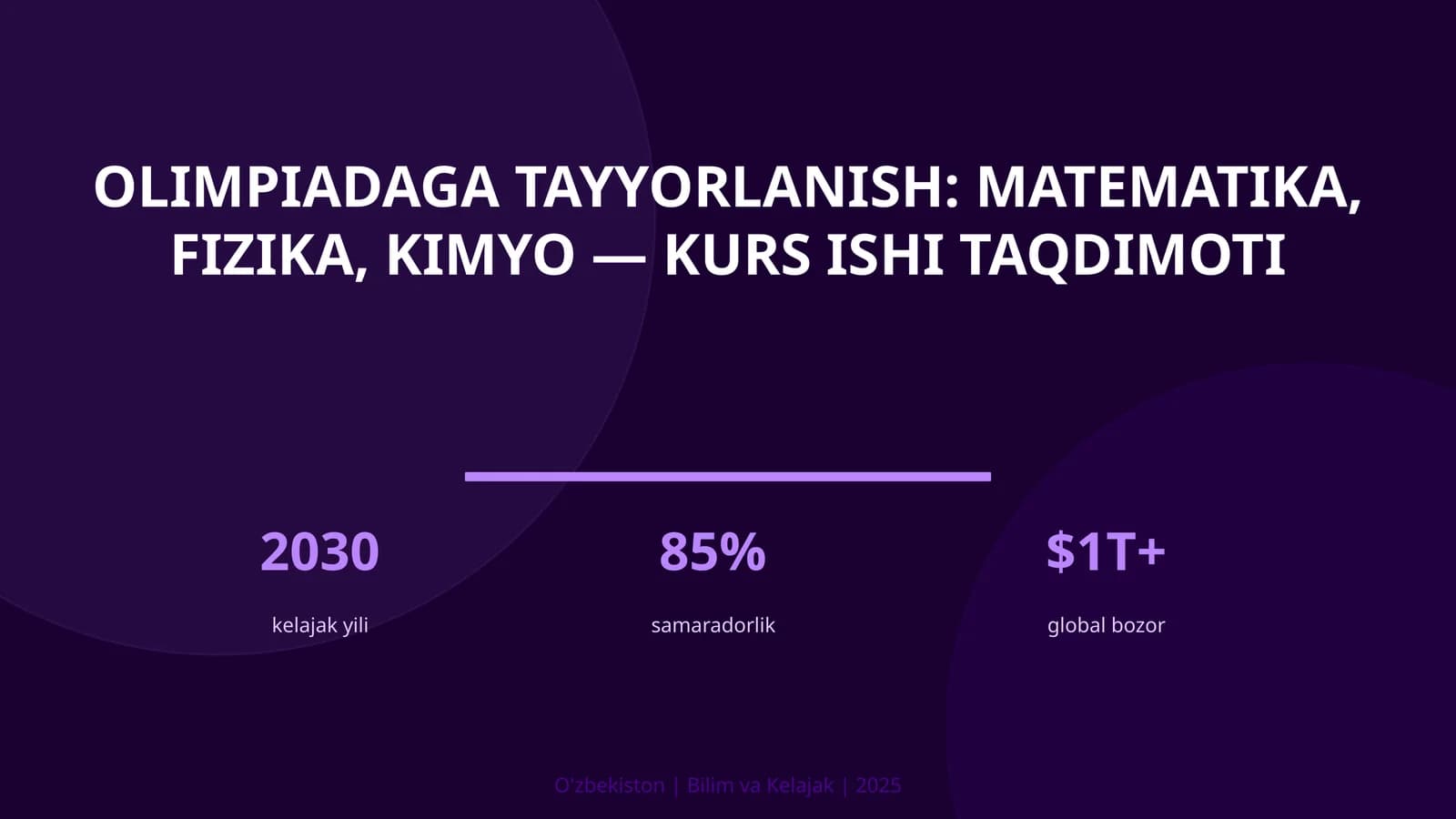 Olimpiadaga Tayyorlanish: Matematika, Fizika, Kimyo — Kurs Ishi Taqdimoti