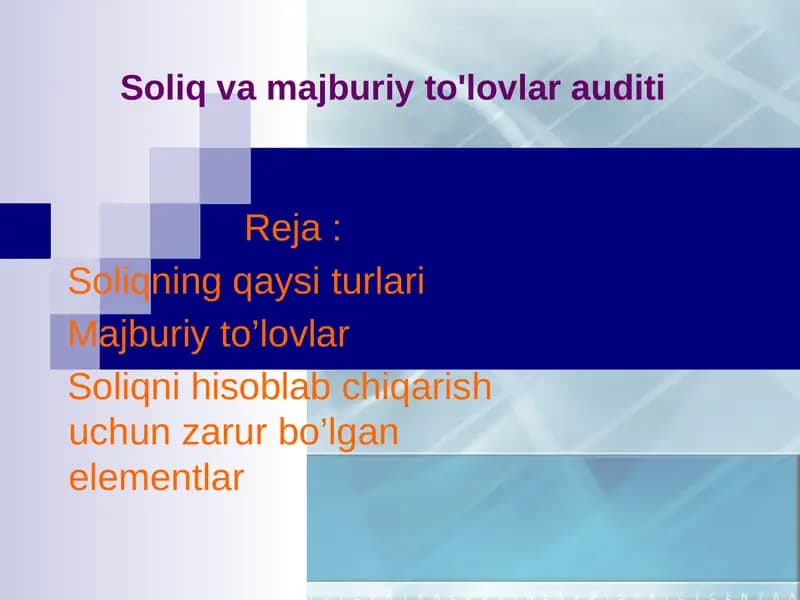 Soliq va majburiy to'lovlar auditi