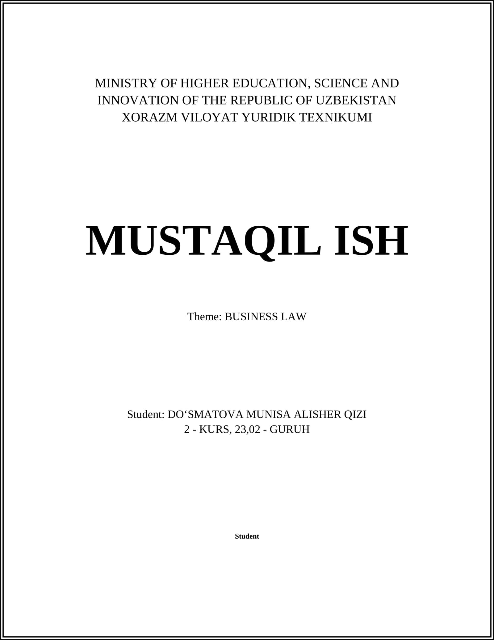 Contract Law Course