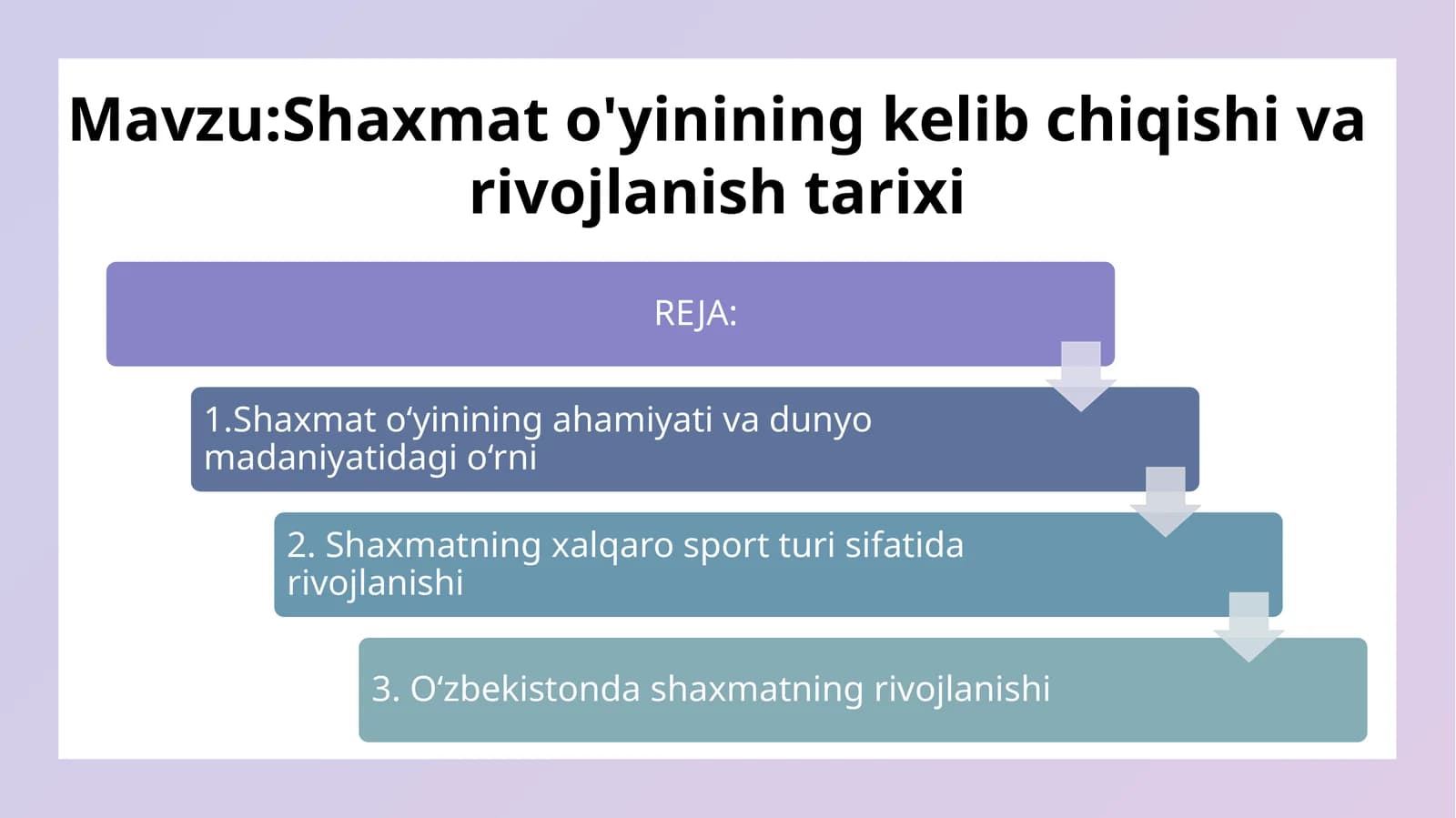 Shaxmat o'yinining kelib chiqishi va rivojlanish tarixi