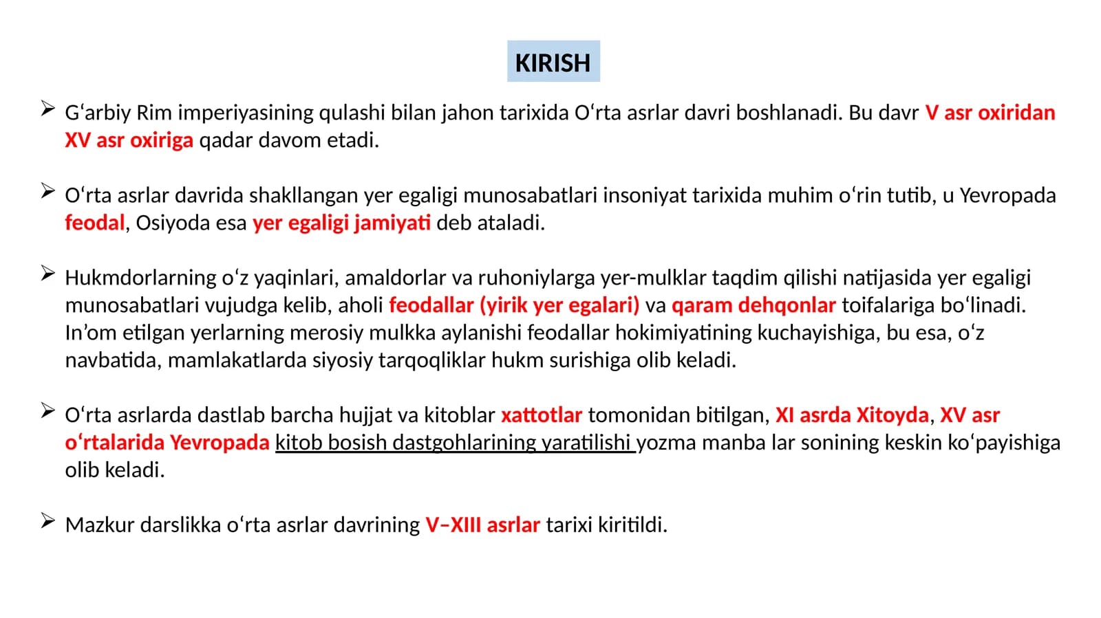 7-sinf jahon tarixiga Kirish