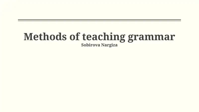 Methods of teaching grammar