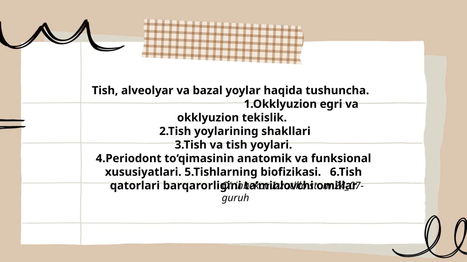 Tish, alveolyar va bazal yoylar haqida tushuncha