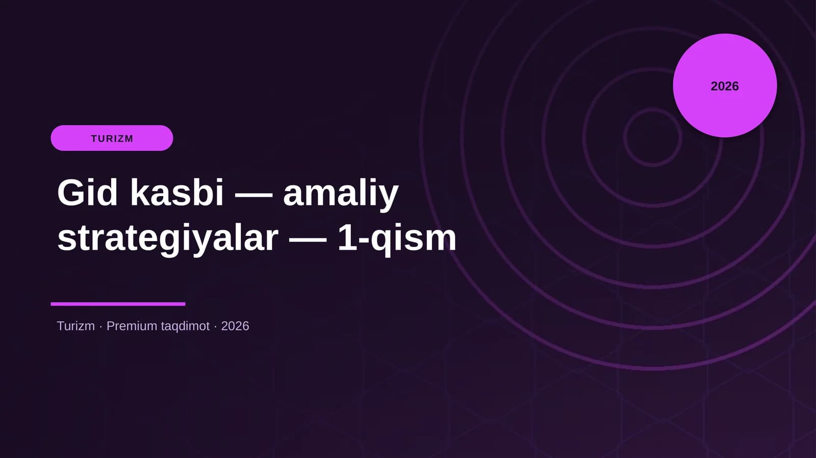Gid kasbi — amaliy strategiyalar — 1-qism