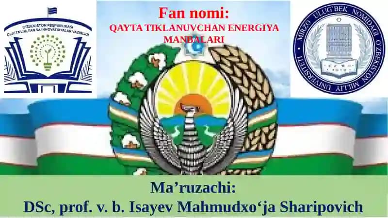 QAYTA TIKLANUVCHAN ENERGIYA MANBALARI