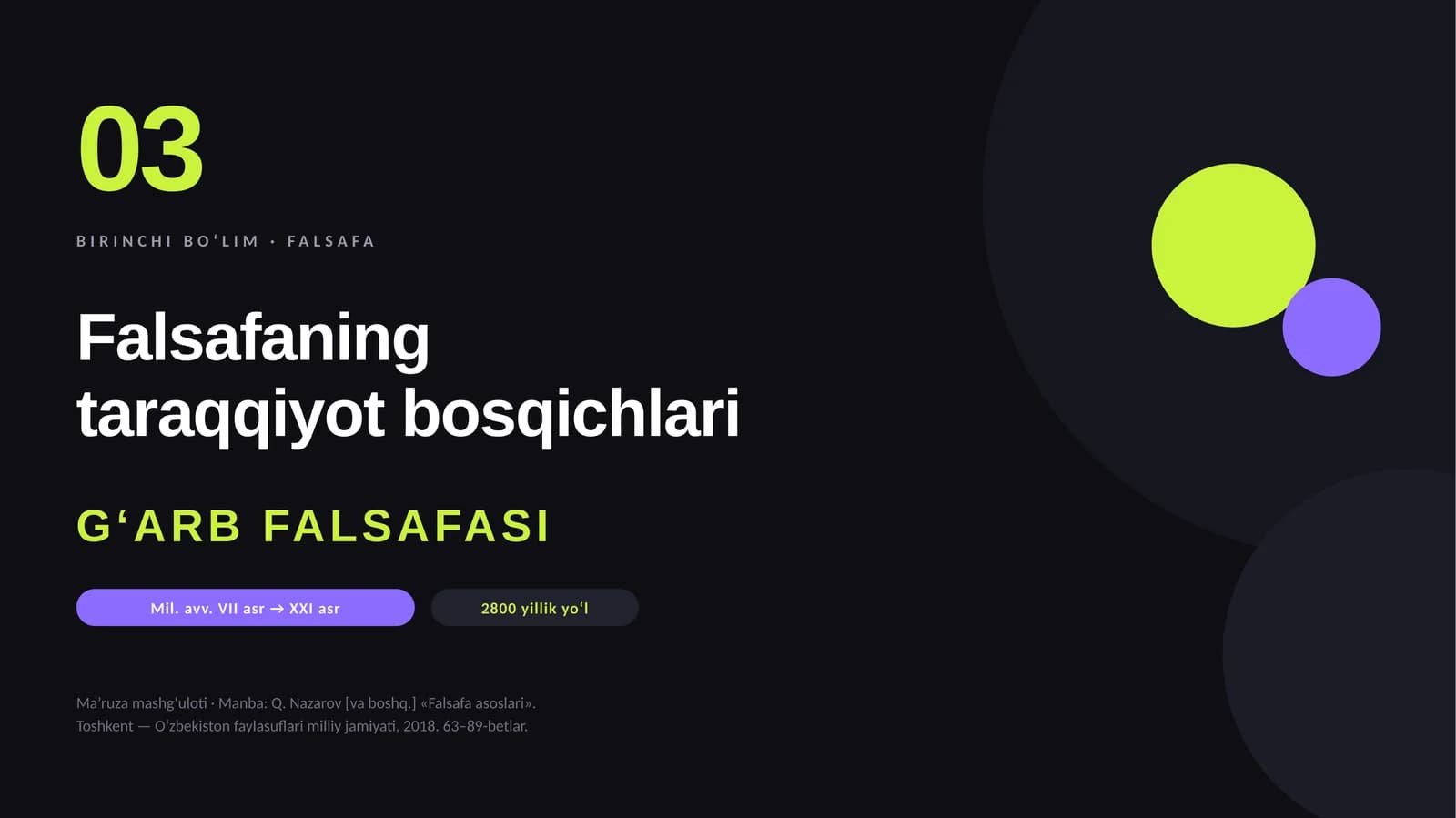 Falsafa: Falsafaning taraqqiyot bosqichlari