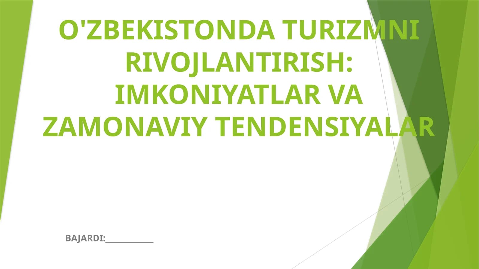 O'ZBEKISTONDA TURIZMNI RIVOJLANTIRISH: IMKONIYATLAR VA ZAMONAVIY TENDENSIYALAR
