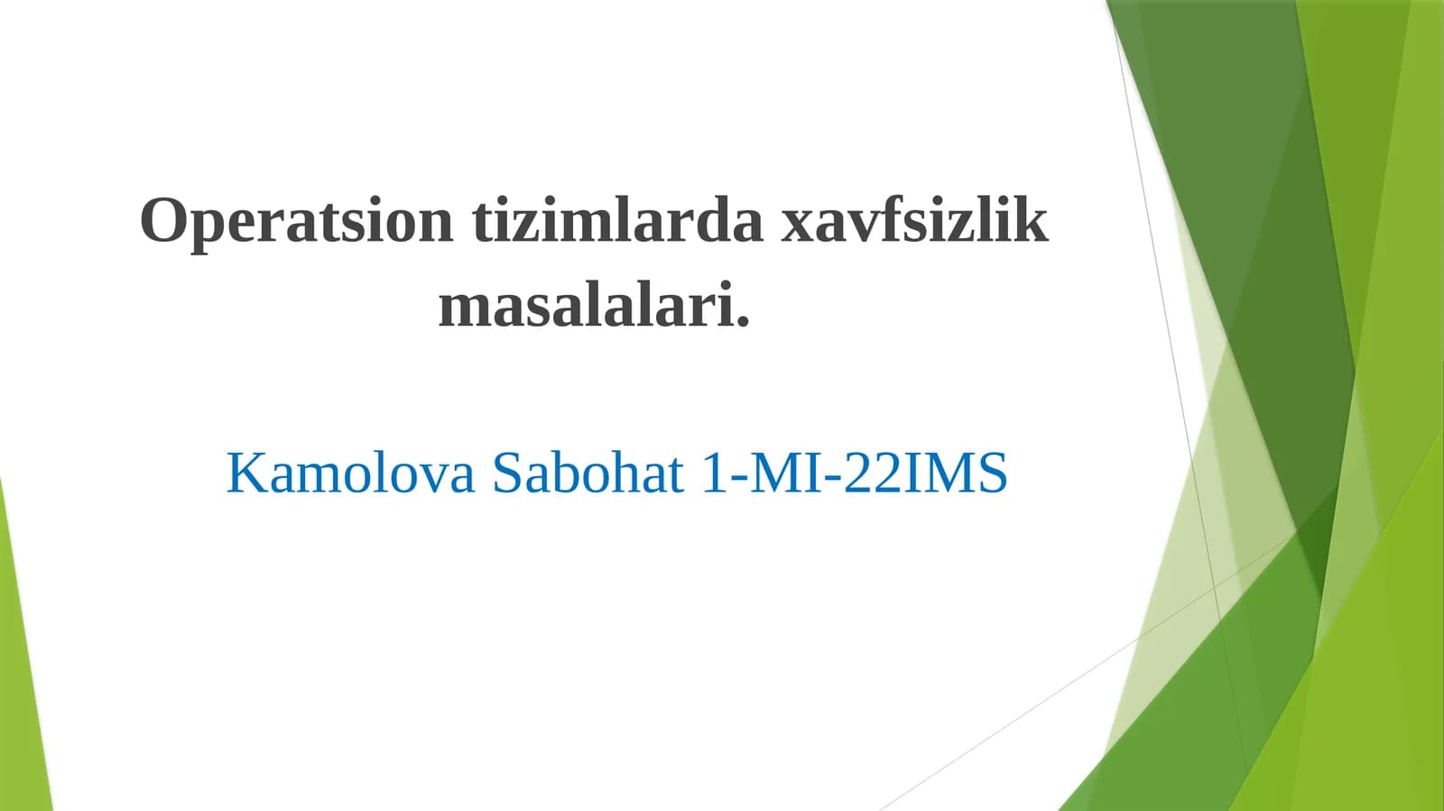 Operatsiontizimlardaxavfsizlikmasalalari