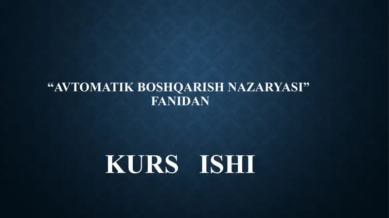 Avtomatik boshqarish nazaryasi