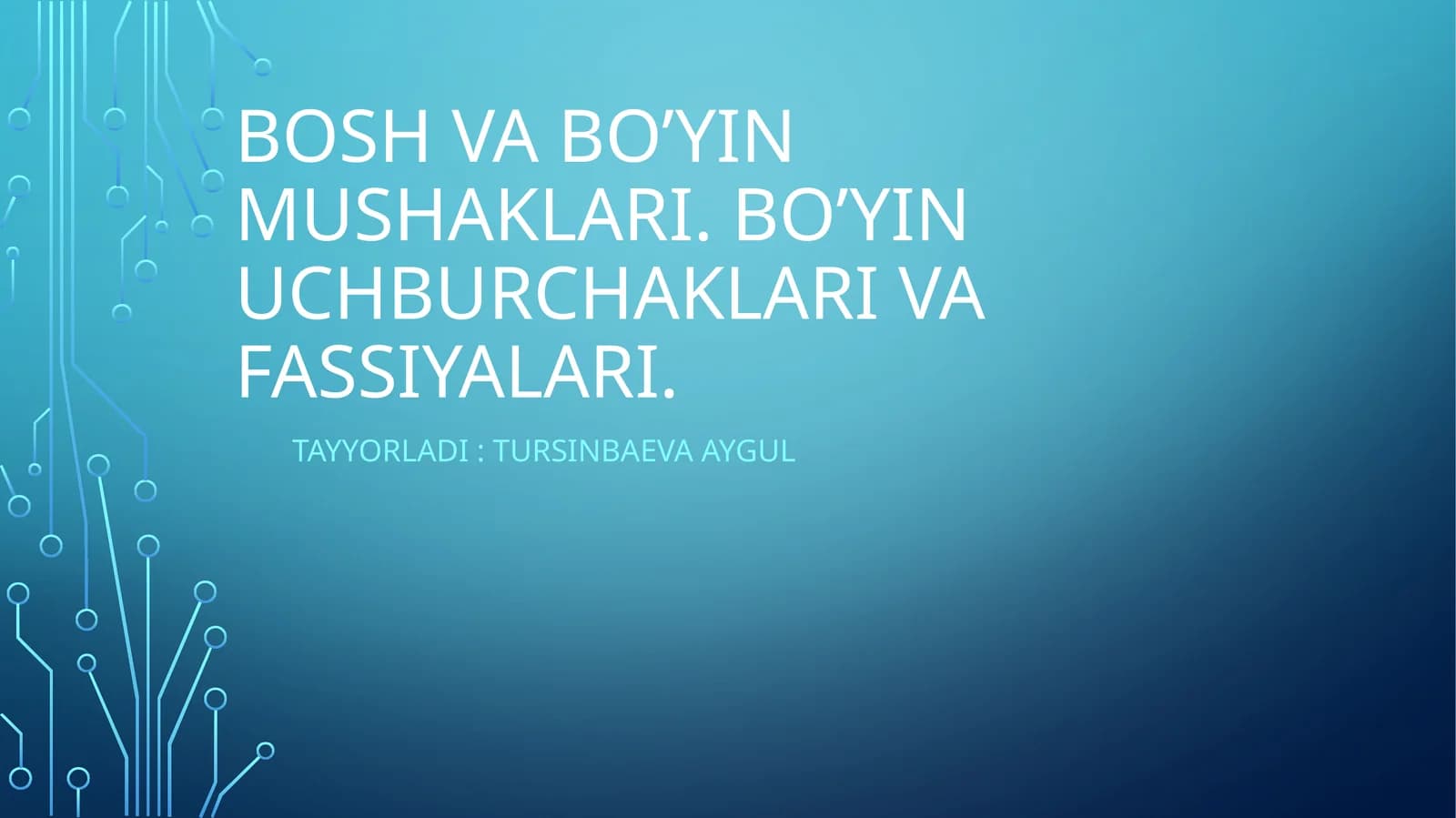 Bosh va bo’yin mushaklari. Bo’yin uchburchaklari va fassiyalari