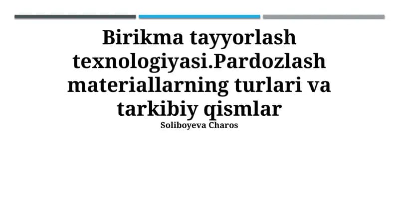 Birikma tayyorlash texnologiyasi