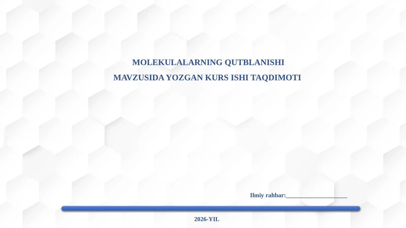 Molekulalarning qutblanishi   taqdimoti