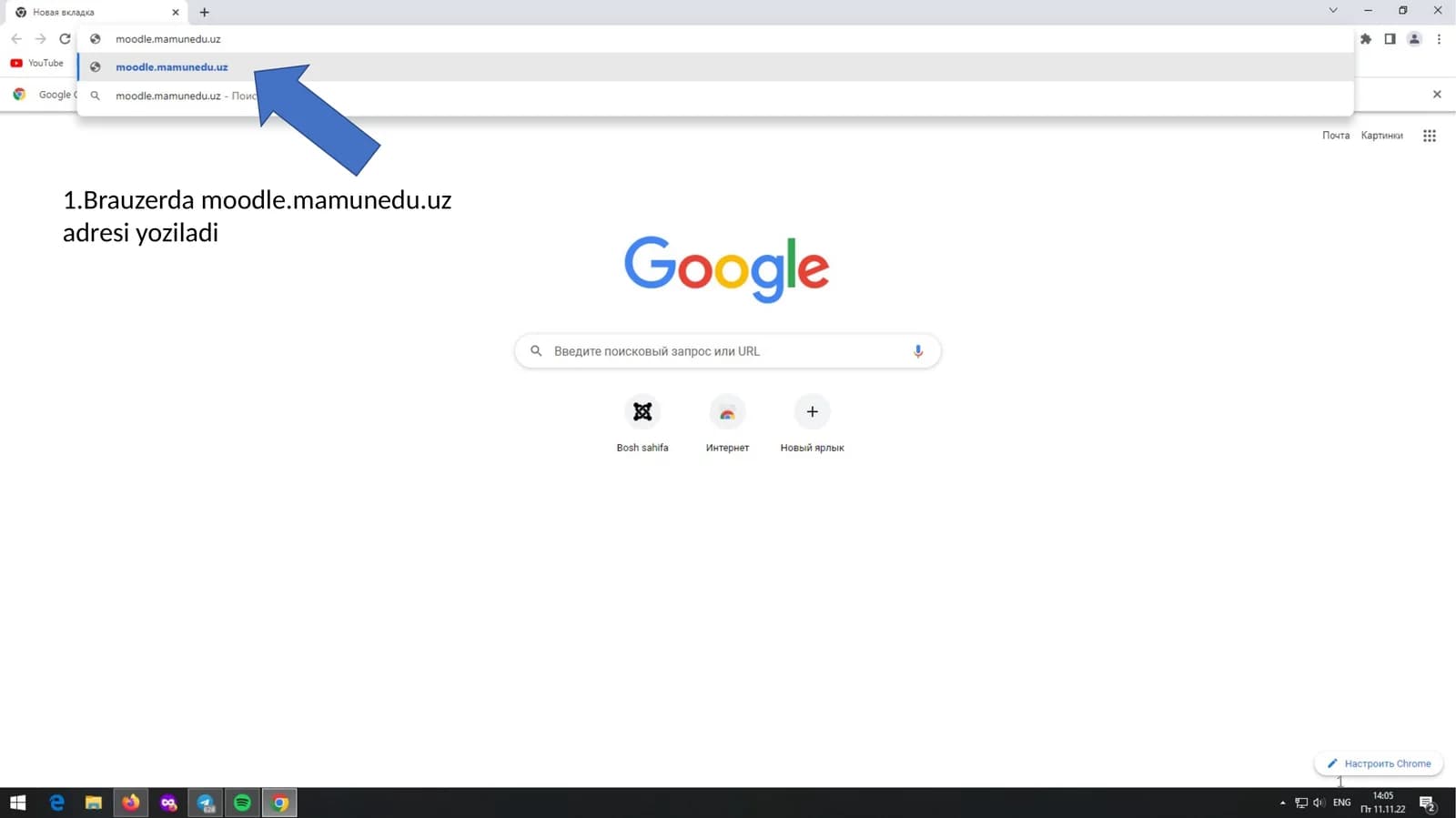 Moodle tizimiga kirish
