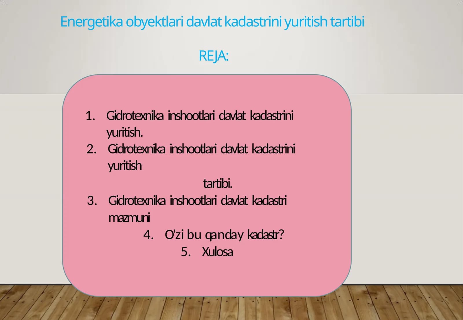 Gidrotexnika inshootlari davlat kadastrini yuritish