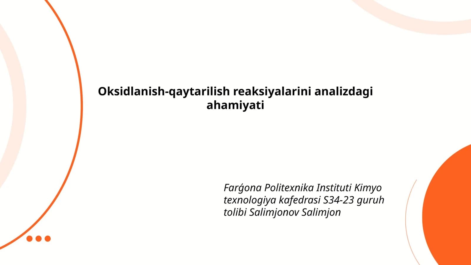 Oksidlanish-qaytarilish reaksiyalarini analizdagi ahamiyati