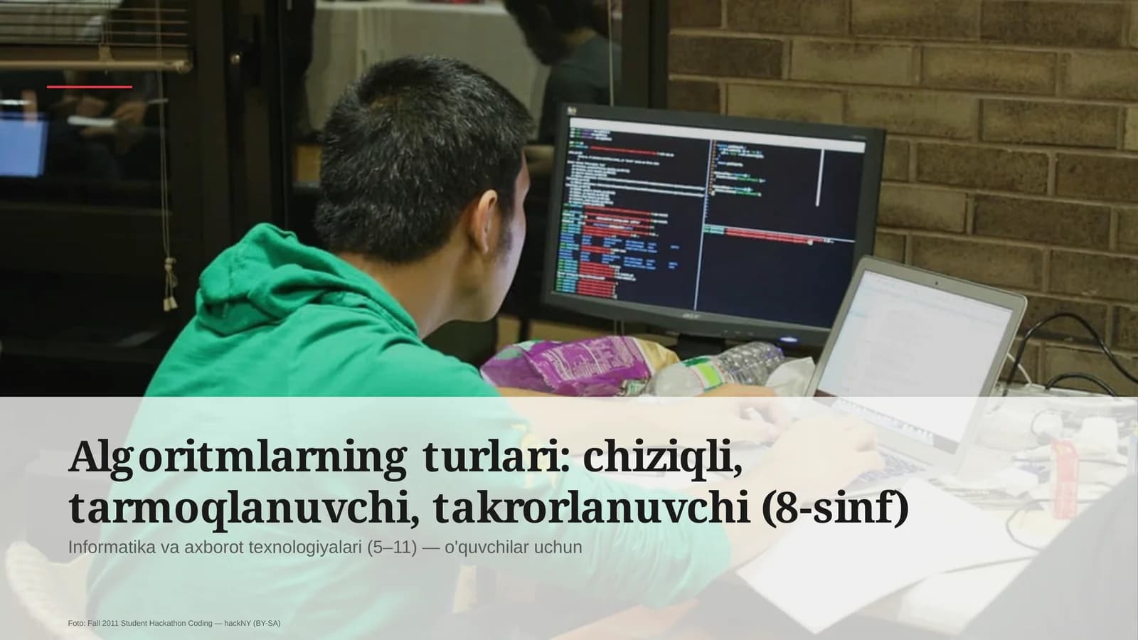 Algoritmlarning turlari: chiziqli, tarmoqlanuvchi, takrorlanuvchi (8-sinf)